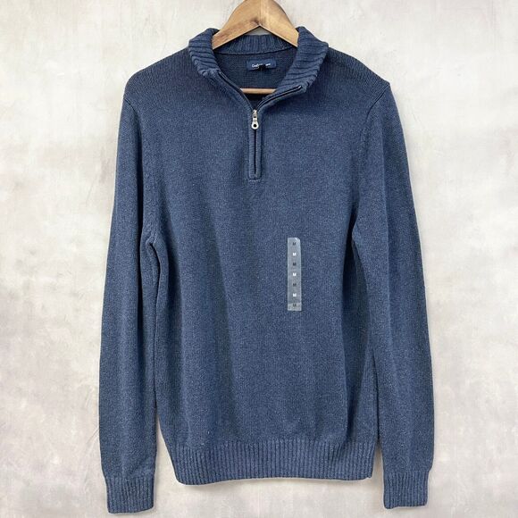 Croft Barrow 1/4 Zip Sweater Mens Medium Classic Dad Minimalist Neutral Retro - Picture 1 of 9